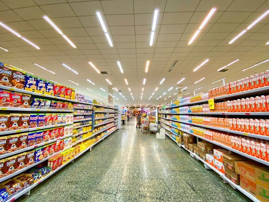 Checkout counter in a modern retail store